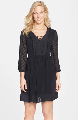 Jessica Simpson Embroidered Chiffon Fit & Flare Dress