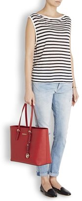 Michael Kors Jet Set red leather tote