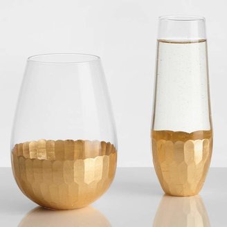 Cost Plus World Market Gold Stemless Wine Glasses Set of 4