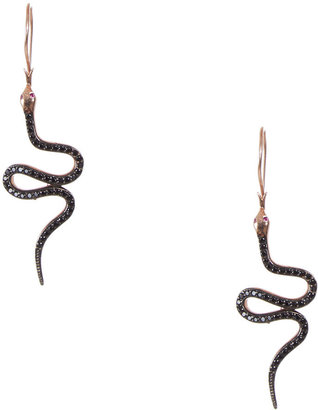 L'Artigiano Rose Gold Black Spinel Snake Earrings