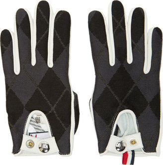 Moncler Gamme Bleu White Leather Argyle Gloves