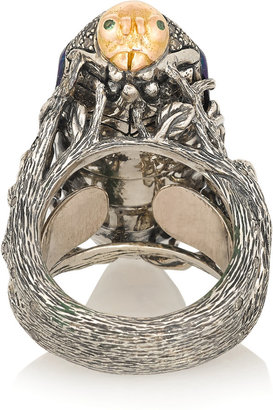 Tibi Bibi van der Velden Sterling silver, scarab, diamond and tsavorite ring