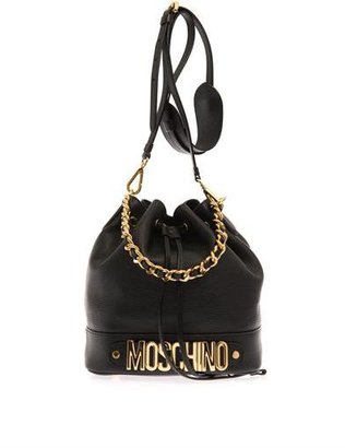 Moschino Lettering leather bucket bag