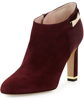 Kate Spade Aldaz Suede Bow-Buckle Ankle Boot