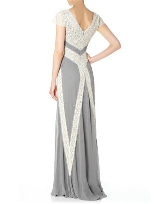 Temperley London Grey Pleats And Lace Maxi Dress