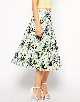 ASOS Pleated Midi Skirt In Pastel Floral Print