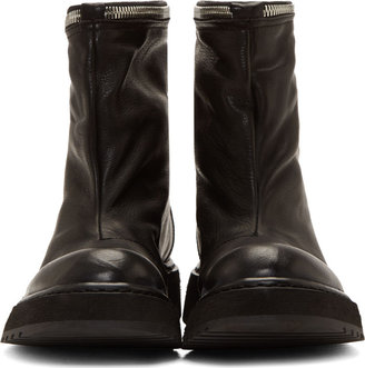 Cinzia Araia CA by Black Leather Silver Zip Trim Dunk Boots