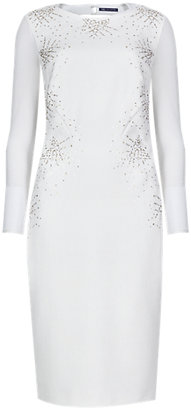 Marks and Spencer M&s Collection Drop A Dress Size Beaded Star Burst Mesh Sleeve Shift Dress
