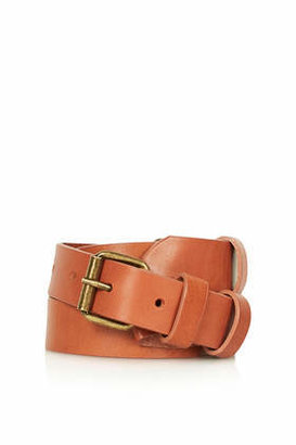 Topshop Womens Double Buckle Leather Belt - Tan