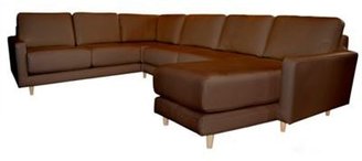 RJR.John Rocha Light brown leather 'Eclipse' right-hand facing corner sofa with chaise and light wood feet