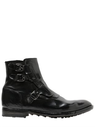 Officine Creative Brushed Leather Monk Strap Boots
