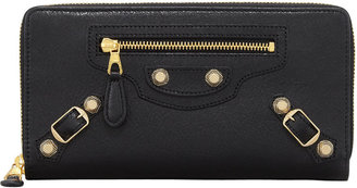 Balenciaga Giant 12 Golden Continental Zip Wallet, Black