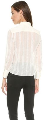 7 For All Mankind Shirred Lace Cropped Blouse
