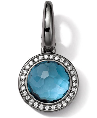 Ippolita Black Sterling Silver London Blue Topaz & Diamond Lollipop Charm