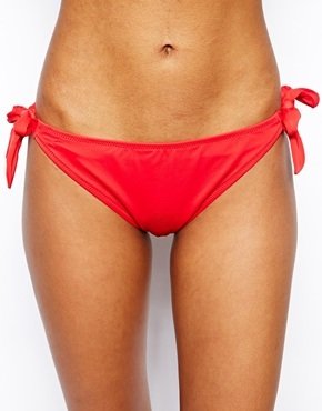 Marie Meili Malibu Red Side Tie Bikini Bottoms - Cardinal red
