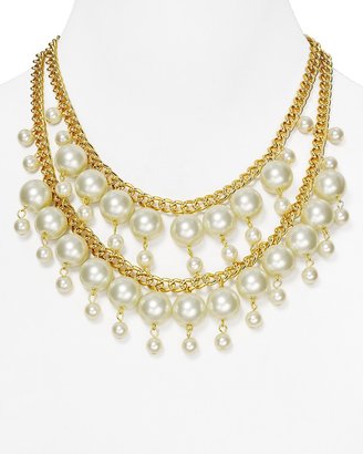 Kenneth Jay Lane Double Row Faux-Pearl & Chain Necklace, 16-18