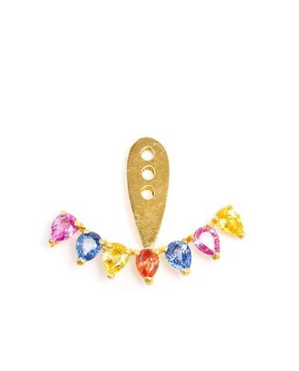 Leon YVONNE 18k Gold and Rainbow Sapphire Lobe Earring