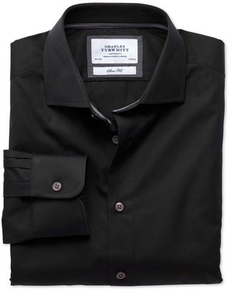 Charles Tyrwhitt Classic fit semi-spread collar business casual black shirt