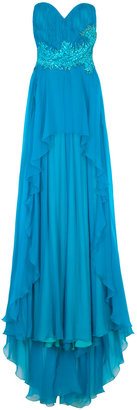 Andrew Gn Crystal Waist Chiffon Gown