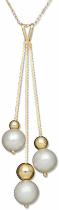Belle de Mer Pearl Necklace, 14k Gold Cultured Freshwater Pearl and Bead Pendant