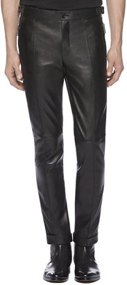 Gucci Leather Skinny Pants, Black