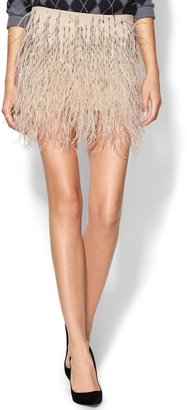 Haute Hippie Ponte Mini Skirt with Ostrich
