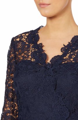 JS Collections 34 sleeve guipure lace gown
