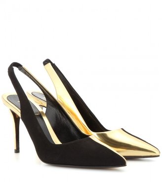 Fendi Anne leather and suede sling-back pumps