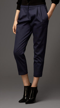 Burberry Satin High-Waist Cropped Trousers
