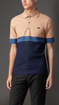 Burberry Colour Block Double Cotton Polo Shirt