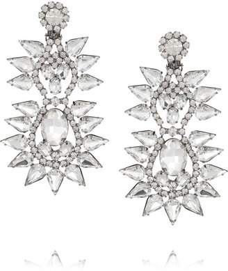 Kenneth Jay Lane Silver-plated crystal clip earrings
