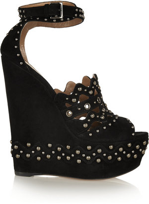 Alaia Studded suede wedge sandals
