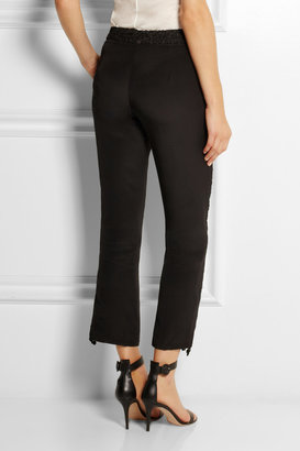 Erdem Gianna embroidered lace and silk-blend crepe tapered pants