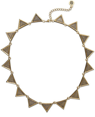House Of Harlow Necklace, Gold-Tone Textured Triangle Collar Necklace