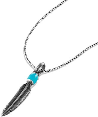 David Yurman Frontier Feather Amulet with Turquoise