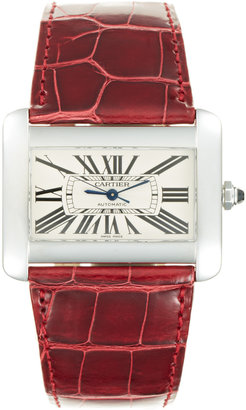 Cartier Tank Divan Stainless Steel & Red Crocodile Leather Watch, 38mm