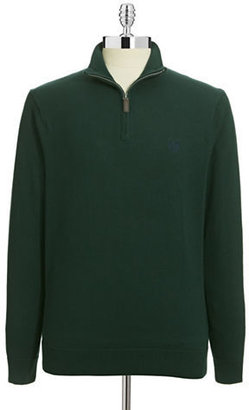 Chaps Quarter Zip Mock Neck Sweater-GREEN-Small