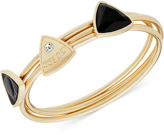 GUESS Gold-Tone Black Triangle Bangle Bracelet Set