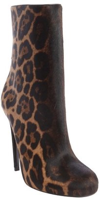 Gucci gold and black leopard calf hair heel boots