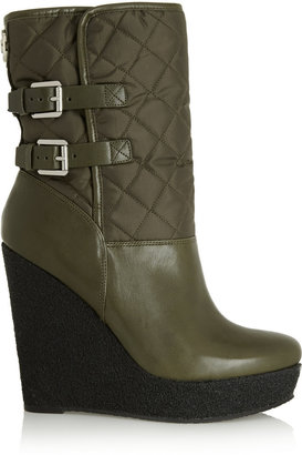 MICHAEL Michael Kors Aaran quilted shell and leather wedge boots