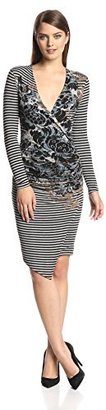 Tracy Reese Women's Striped Floral Long-Sleeve Jersey Dress