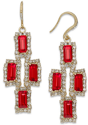 Charter Club Gold-Tone Red Stone and Crystal Chandelier Earrings