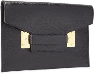 Sophie Hulme Black pebbled leather envelope clutch