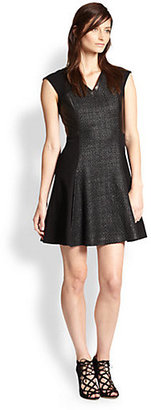 Rebecca Taylor Tweed Combo Fit & Flare Dress