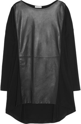 Vionnet Leather-paneled satin-jersey tunic
