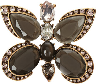 Oscar de la Renta Gold-tone crystal butterfly brooch
