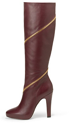 Diane von Furstenberg Cambria Zip Around Leather Boot In Deep Cherry Calf