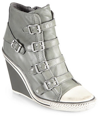 Ash Thelma Leather Wedge Sneakers