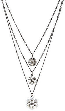 Charlotte Russe Rhinestone Flower Layering Necklaces - 3 Pack