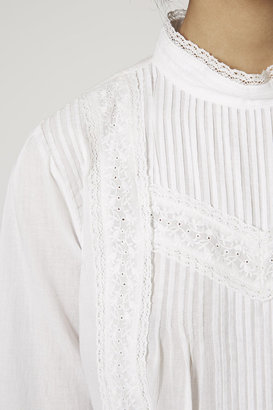 Topshop Pintuck lace trim blouse